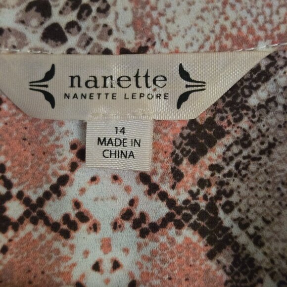 Nanette Lepore Pink Snakeskin Print Sleeveless Pintuck Tie Belt Size 14 - Picture 8 of 8